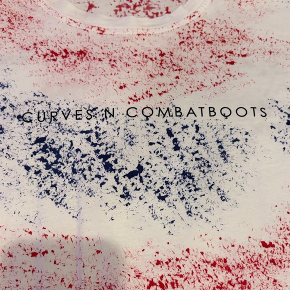 Driven Combatboots Splatter Short Sleeve Tee - White, Red, and Blue - Picture 2 of 3